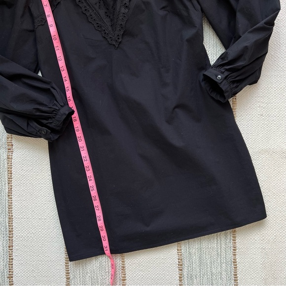 Zara Black Long Poplin Puff Sleeves Mini Dress Women’s Size XL Bloggers Favorite - Picture 7 of 12